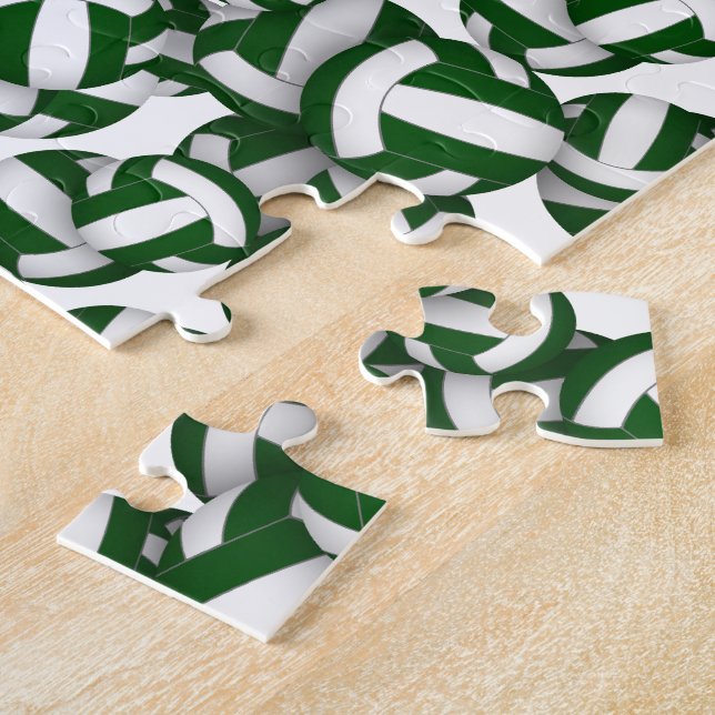 girls boys green white volleyball sports games jigsaw puzzle (Side)