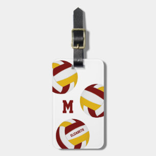 girls boys maroon gold volleyball team colours luggage tag