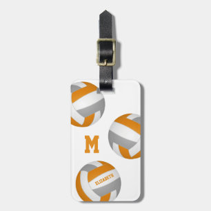 girls boys orange grey volleyball travel team luggage tag