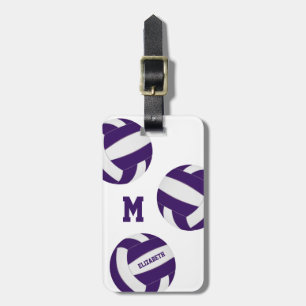 girls boys purple white volleyball team colours luggage tag