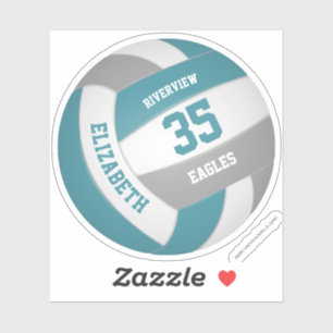 girls boys simple teal gray white volleyball