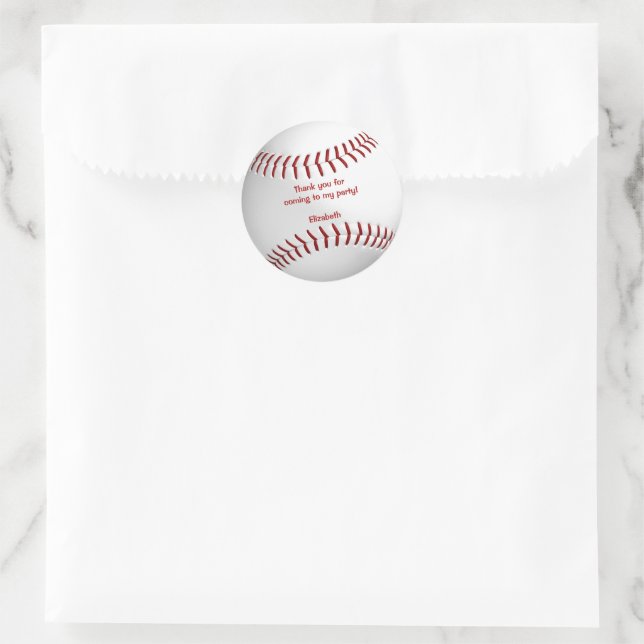 girls boys softball baseball party thank you classic round sticker (Bag)