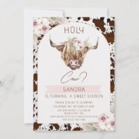 Girls Brown Highland Cow Cow Print 16th Birthday