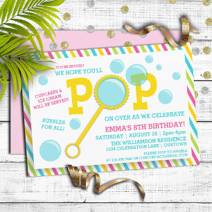 Girl's Bubble Party Birthday Invitation