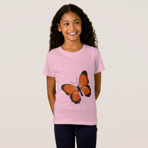 girls butterfly pink classic casual T-Shirt