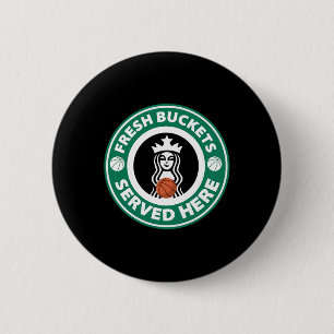 Girls Bysketbyll Fun Logo Serving Buckets Cool Tee 6 Cm Round Badge