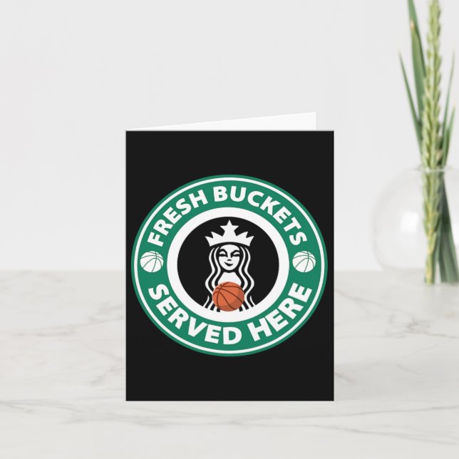 Girls Bysketbyll Fun Logo Serving Buckets Cool Tee Card (Front)