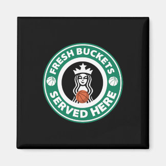 Girls Bysketbyll Fun Logo Serving Buckets Cool Tee Magnet