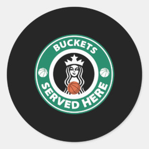 Girls Bysketbyll Fun Logo Serving Buckets Great Te Classic Round Sticker