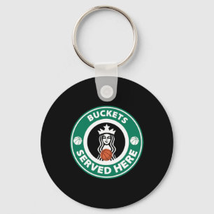 Girls Bysketbyll Fun Logo Serving Buckets Great Te Key Ring