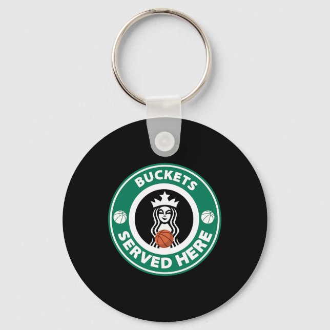 Girls Bysketbyll Fun Logo Serving Buckets Great Te Key Ring (Front)