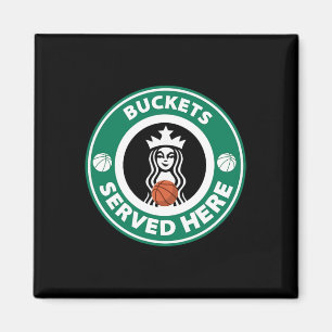 Girls Bysketbyll Fun Logo Serving Buckets Great Te Magnet