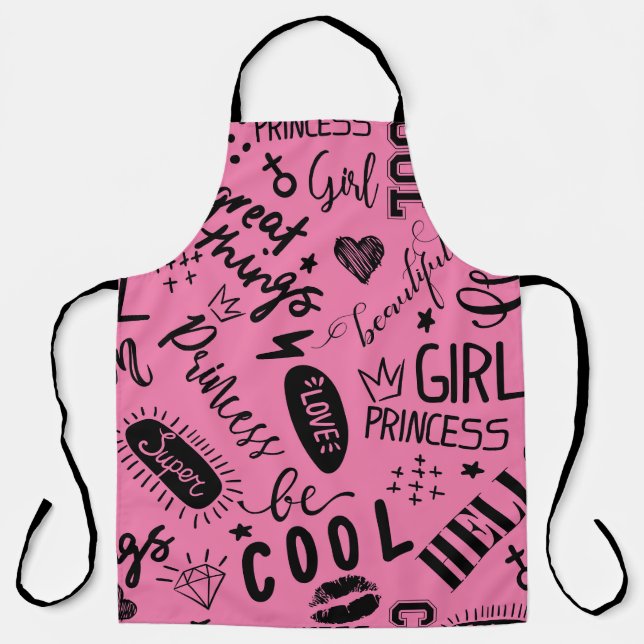 Girls Calligraphic: Seamless Fashion Pattern Apron (Front)