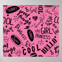 Girls Calligraphic: Seamless Fashion Pattern