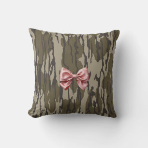 Girls Camo Pink Ribbon Bow Bottom Lands Camo Cushion