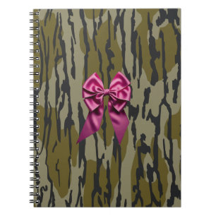 Girls Camo Pink Ribbon Bow Bottom Lands Camo Notebook