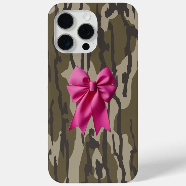 Girls Camo Pink Ribbon Bow Bottomland Camo Case-Mate iPhone Case (Back)