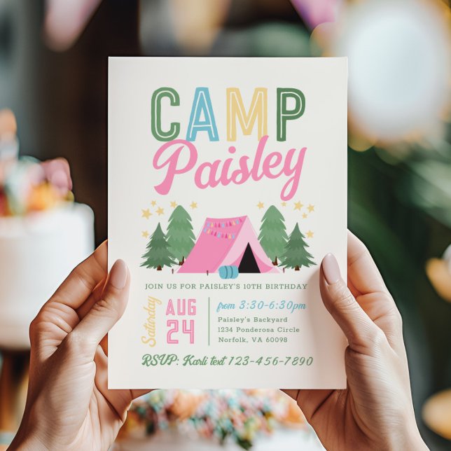 Girl's Camping Birthday Invitation (Creator Uploaded)