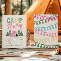 Girl's Camping Birthday Invitation