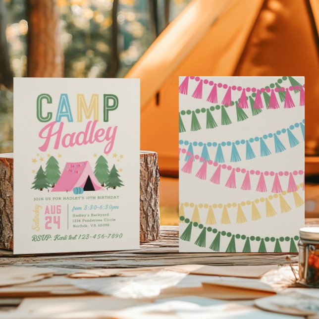 Girl's Camping Birthday Invitation (Creator Uploaded)
