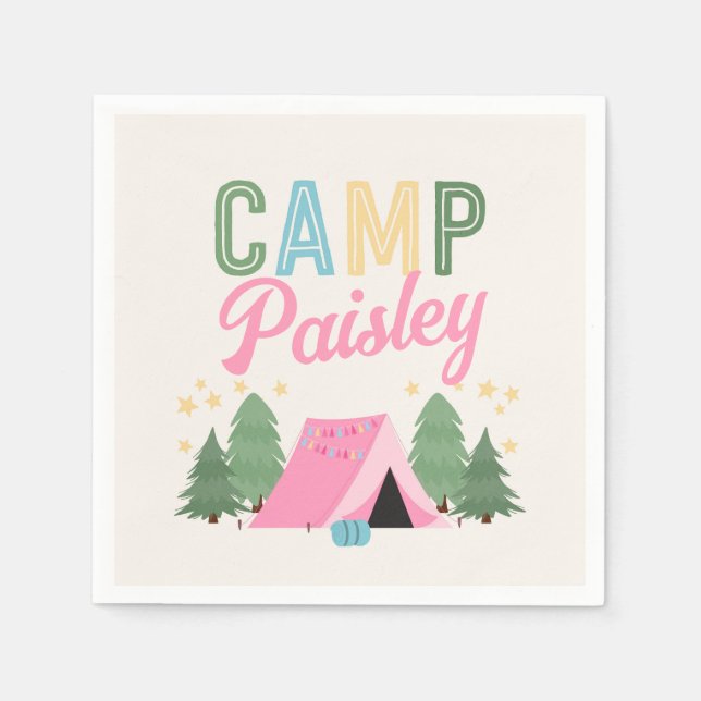 Girl's Camping Party Napkins (Front)