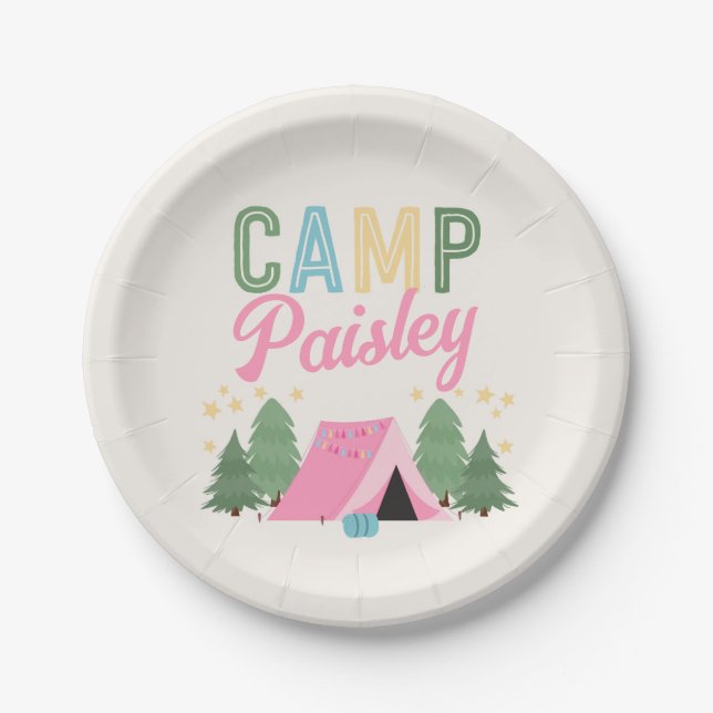 Girl's Camping Party Plates (Front)