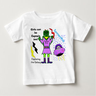 Girls Can Be Captain Too Robot Spaceship Baby T-Shirt