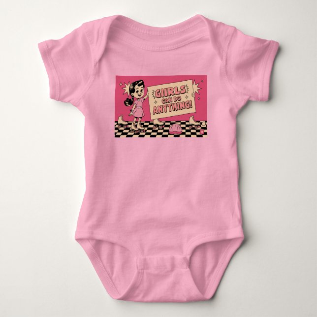 Girls can do anything! baby bodysuit (Front)