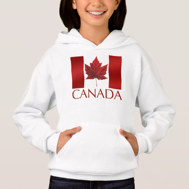 Girl's Canada Flag Hoodie Canada Souvenir Hoodie (Front)