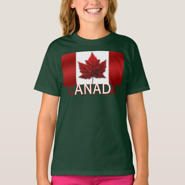 Girl's Canada Flag T-Shirt Kid's Organic Canada T (Front)