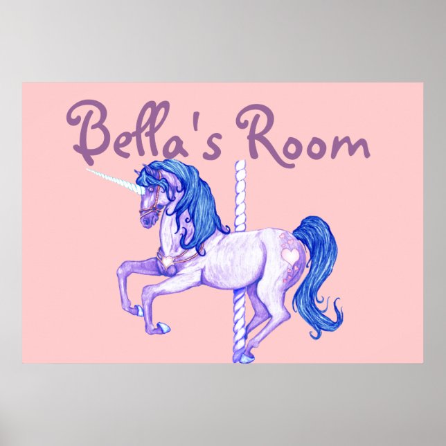 Girl's Carousel Unicorn Poster Print (Front)