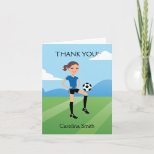 Girl's Cartoon Soccer Folded Card