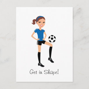 Girl's Cartoon Soccer Folded Card