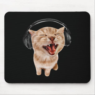 Girls Cat Headphones Meme Mouse Pad