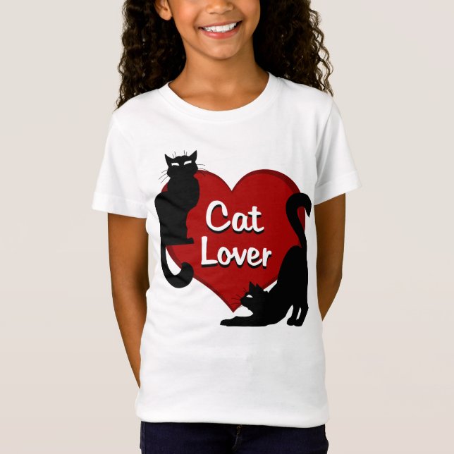 Girl's Cat Lover T-shirt Cat Lover Kid's Shirts (Front)