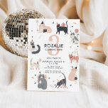 Girls Cat Themed Birthday Invitation<br><div class="desc">Get ready to pounce on some fun with this adorable “Let’s Pawty” birthday invitation! Perfect for cat-loving girls, this pastel-themed invite features cute kittens, party hats, balloons, and soft rainbow colours for a playful and sweet vibe. Whether you're throwing a kitty-themed celebration or a purr-fect birthday bash, this customisable invitation...</div>