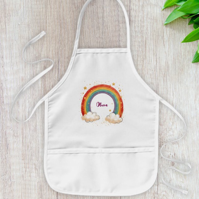 Girls'  Charming Rainbow with Glowing Stars Kids Apron (Creator Uploaded)