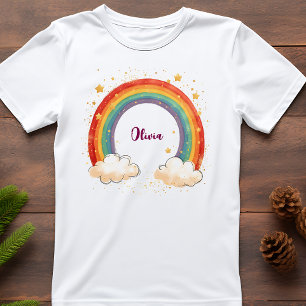 Girls'  Charming Rainbow with Glowing Stars T-Shirt