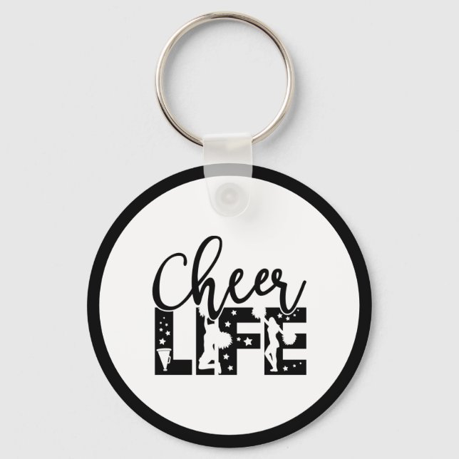 Girls Cheer Life Typography Quote Cheerleading Fun Key Ring (Front)
