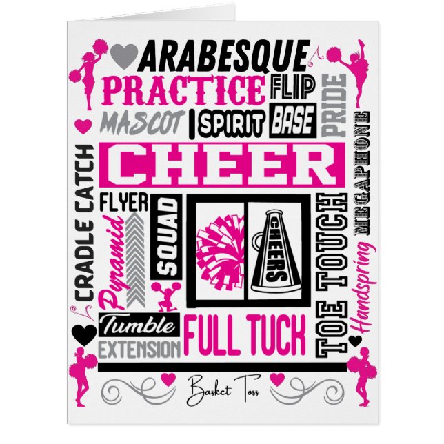 Girls Cheerleading Typography in Black and Pink  (Front)