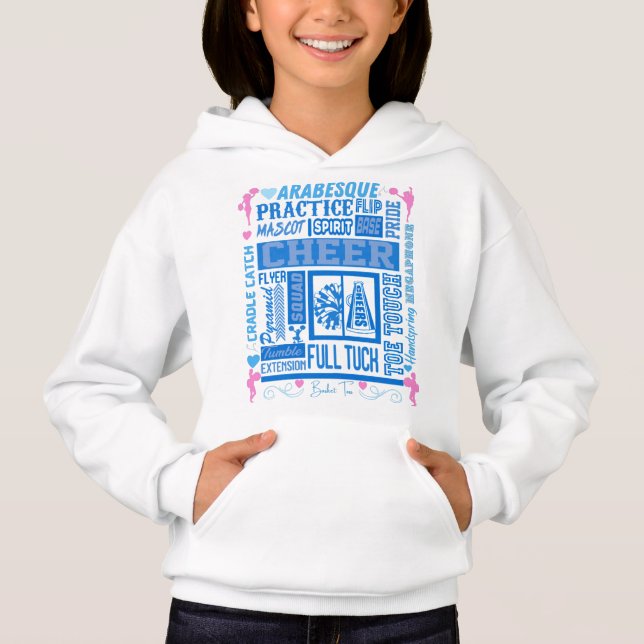 Girls Cheerleading Typography in Blue and Pink   (Front)