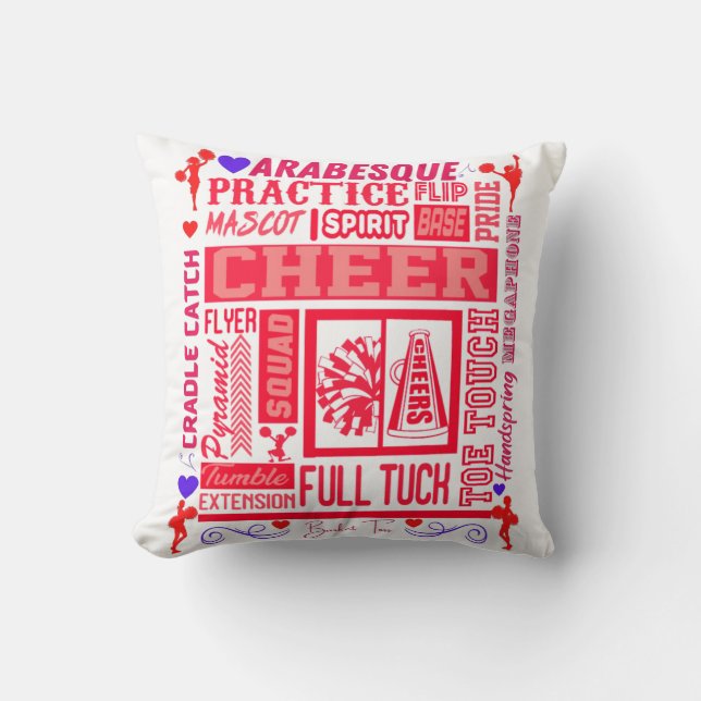 Girls Cheerleading Typography in Red    Cushion (Front)