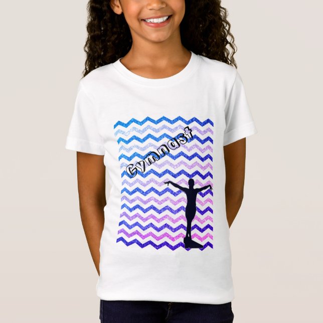 Girls Chevron Gymnast Gymnastics T-Shirt (Front)