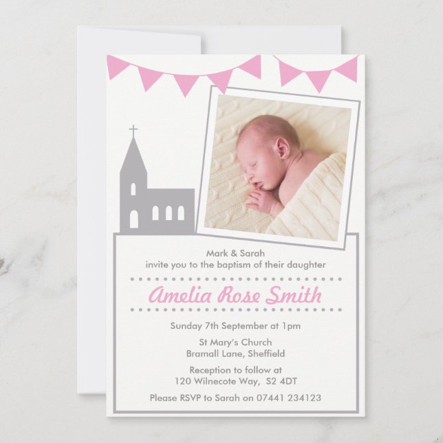Girls Christening/Baptism Invitation (Front)