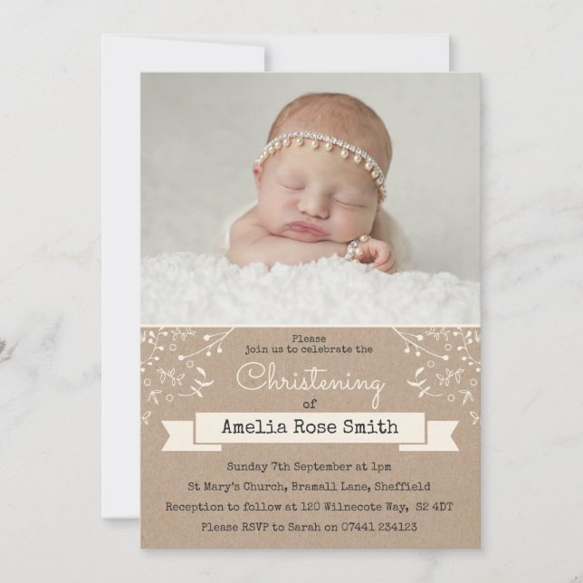Girls Christening/Baptism Invitation (Front)