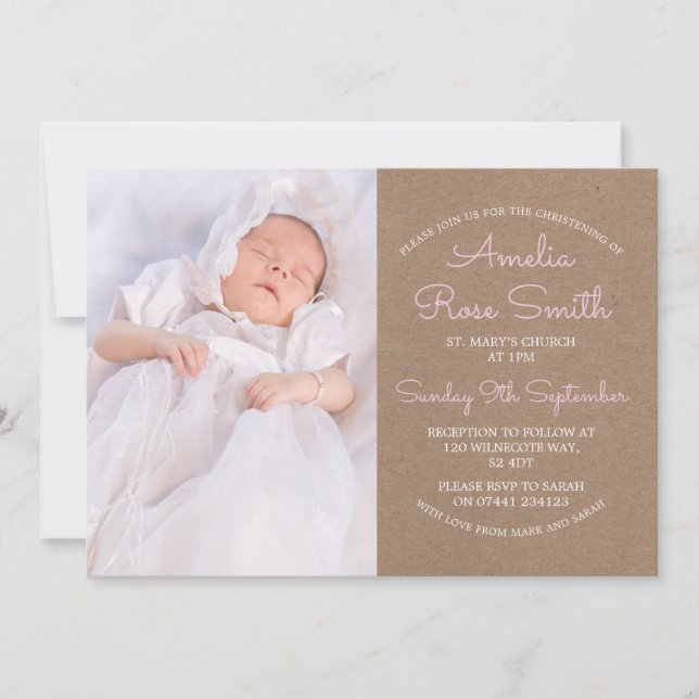 Girls Christening/Baptism Invitation (Front)