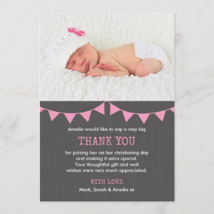 Girls Christening/Baptism Thank You Card