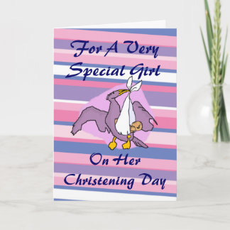 Girls Christening Bird Card