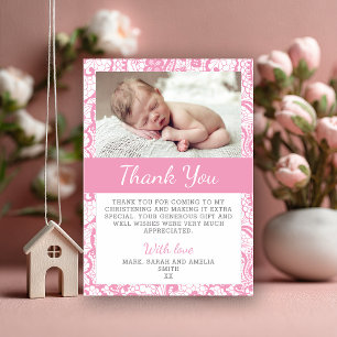 Girls Christening Thank You Card