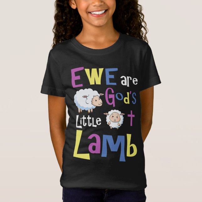 Girls Christian Shirts - Ew God's Little Lamb (Front)